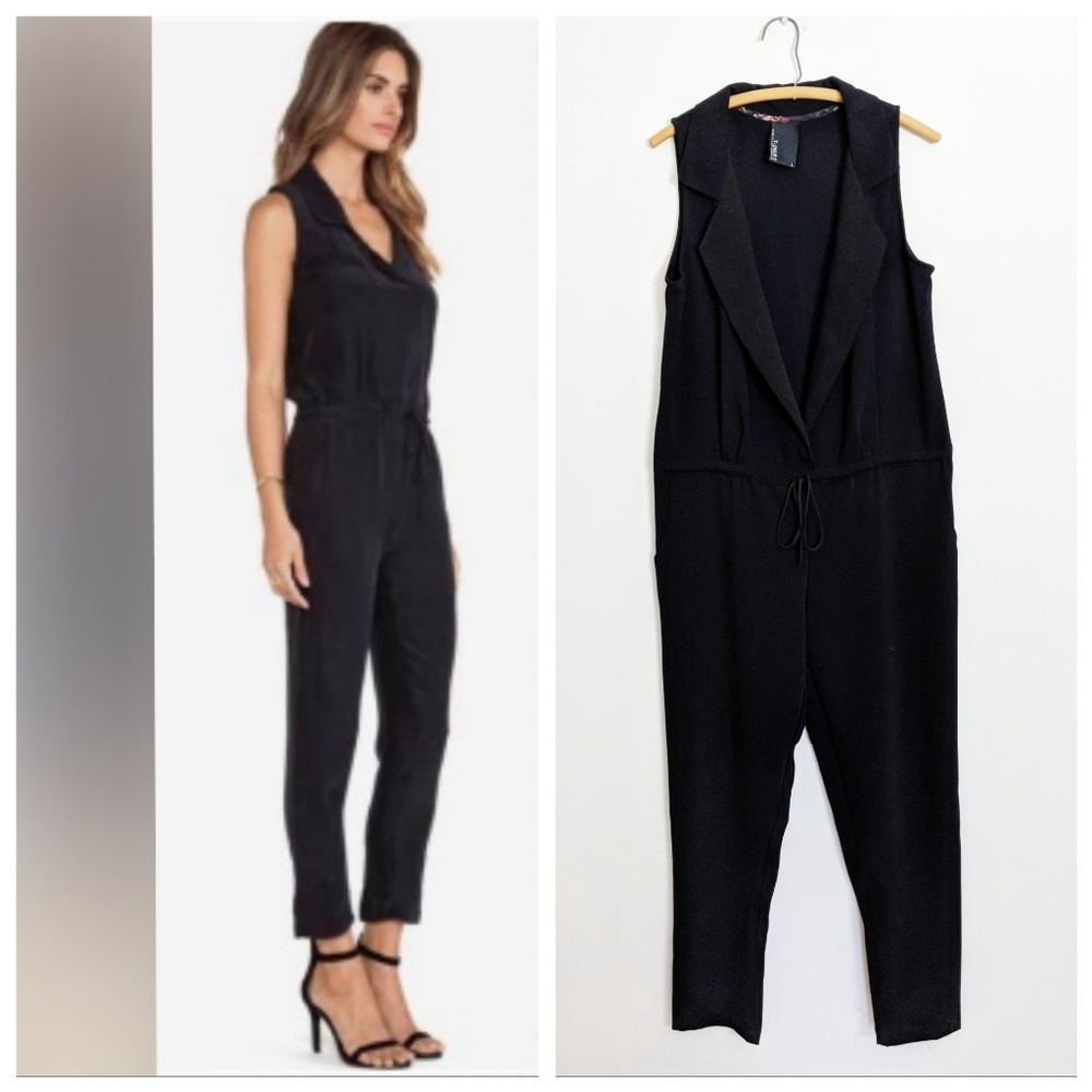 Anthropologie Dolan Black Collared Jumpsuit Large